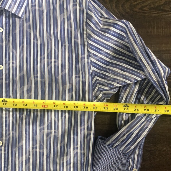 Bucatchi Uomo Men's Shaped Fit Long Sleeve Button Down Blue Strip Shirt L - Picture 11 of 11